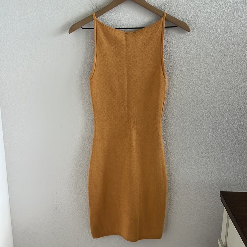 NWT Abercrombie & Fitch Golden Mustard High Neck Stretchy Dress XS - Picture 2 of 6